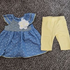 Wonderkids Blue Dress and Yellow Bottoms Set